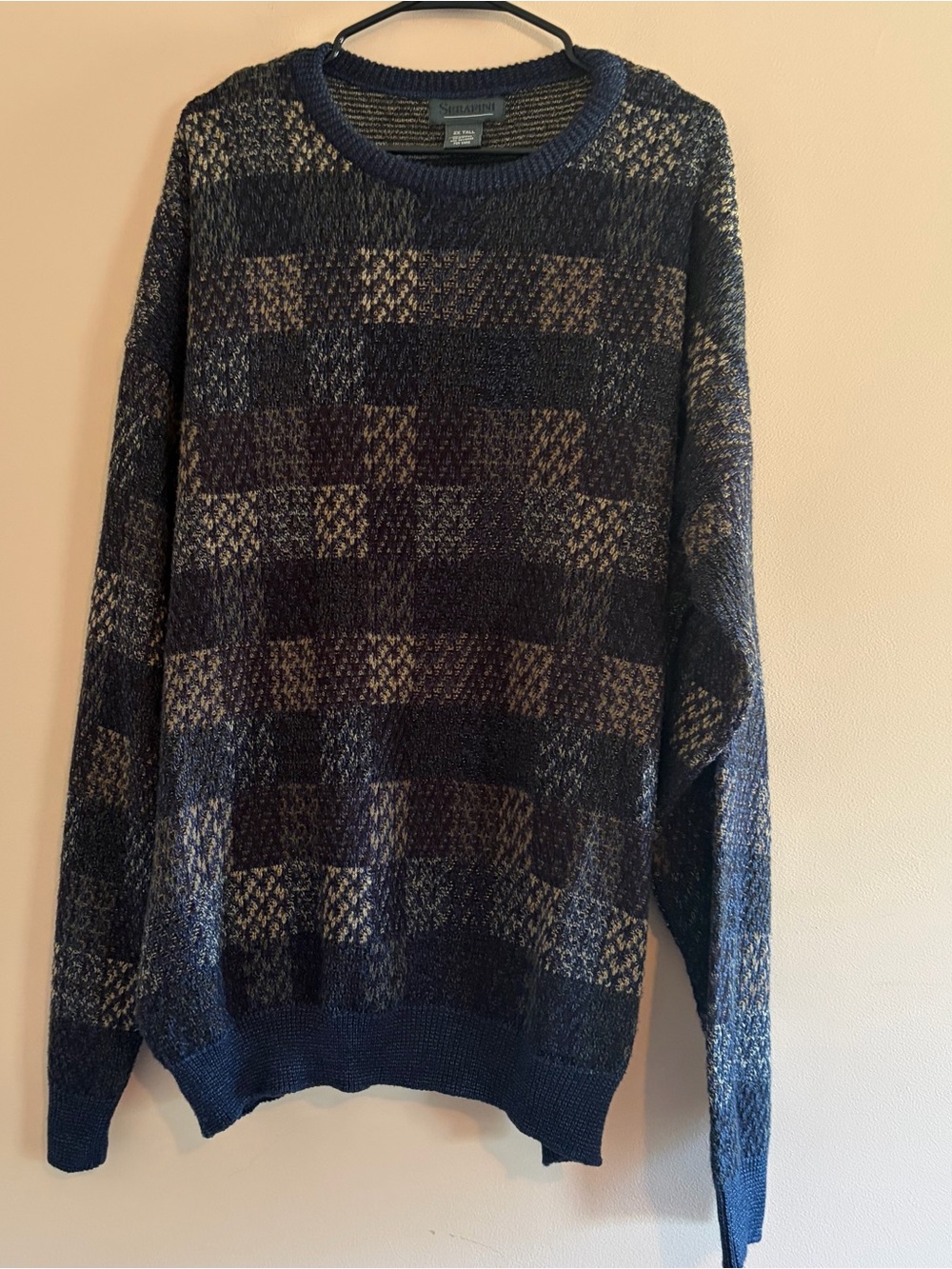 Y2K  Navy & Heather Check Crewneck Sweater